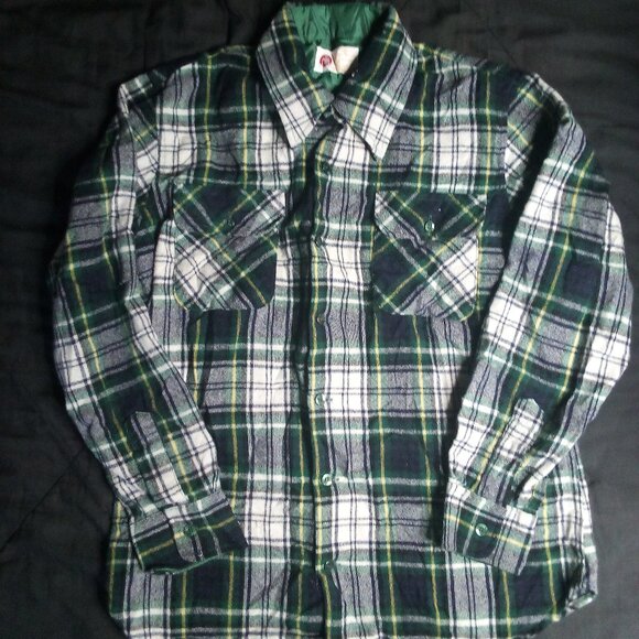Vintage Sears Kings Road Plaid Flannel Wool Button Shirt - Picture 2 of 6